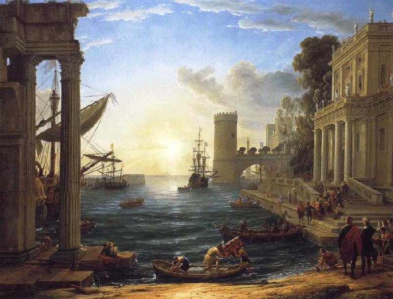 Claude Lorrain Seaport with the Embarkation of the Queen of Sheba Sweden oil painting art